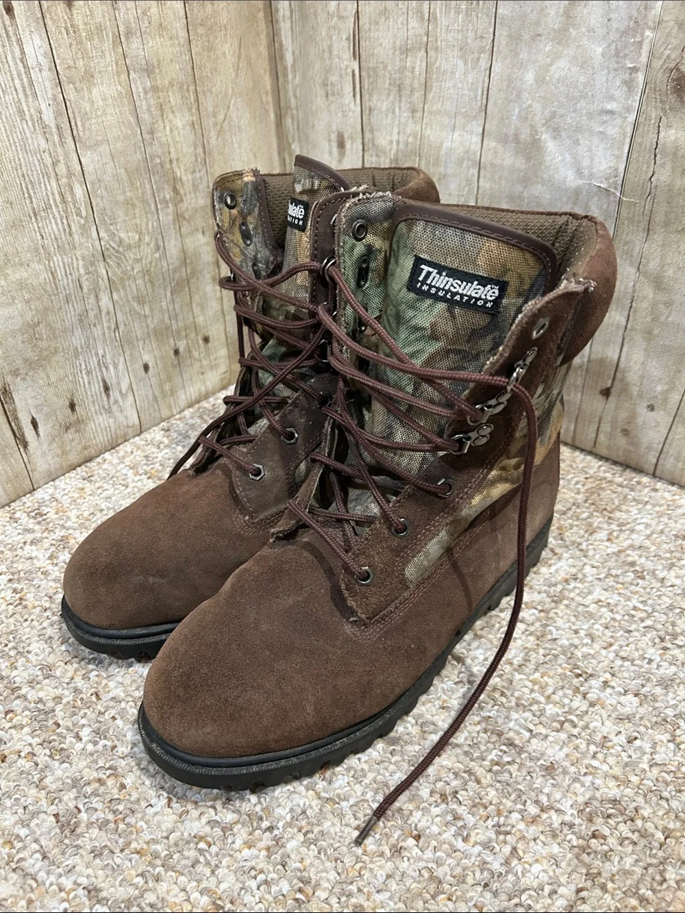 Pro Line Thinsulate Brown Suede Camo Lace-Up Men's Work Boot Oil Resistant 11 MW